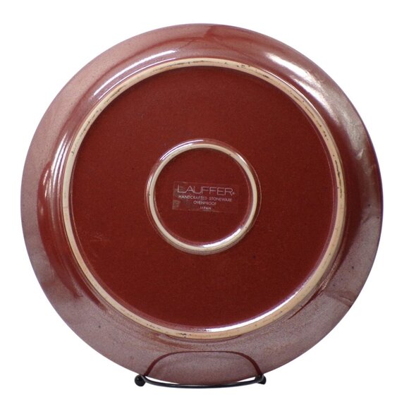 Lauffer (2) Firethorn Burgundy Drip & Speckle Stoneware Coupe Dinner Plates - Picture 6 of 9